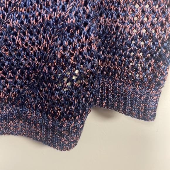 John Paul Richard Open Knit Pullover, Medium, Peach & slate blue, Like New! - Picture 6 of 7